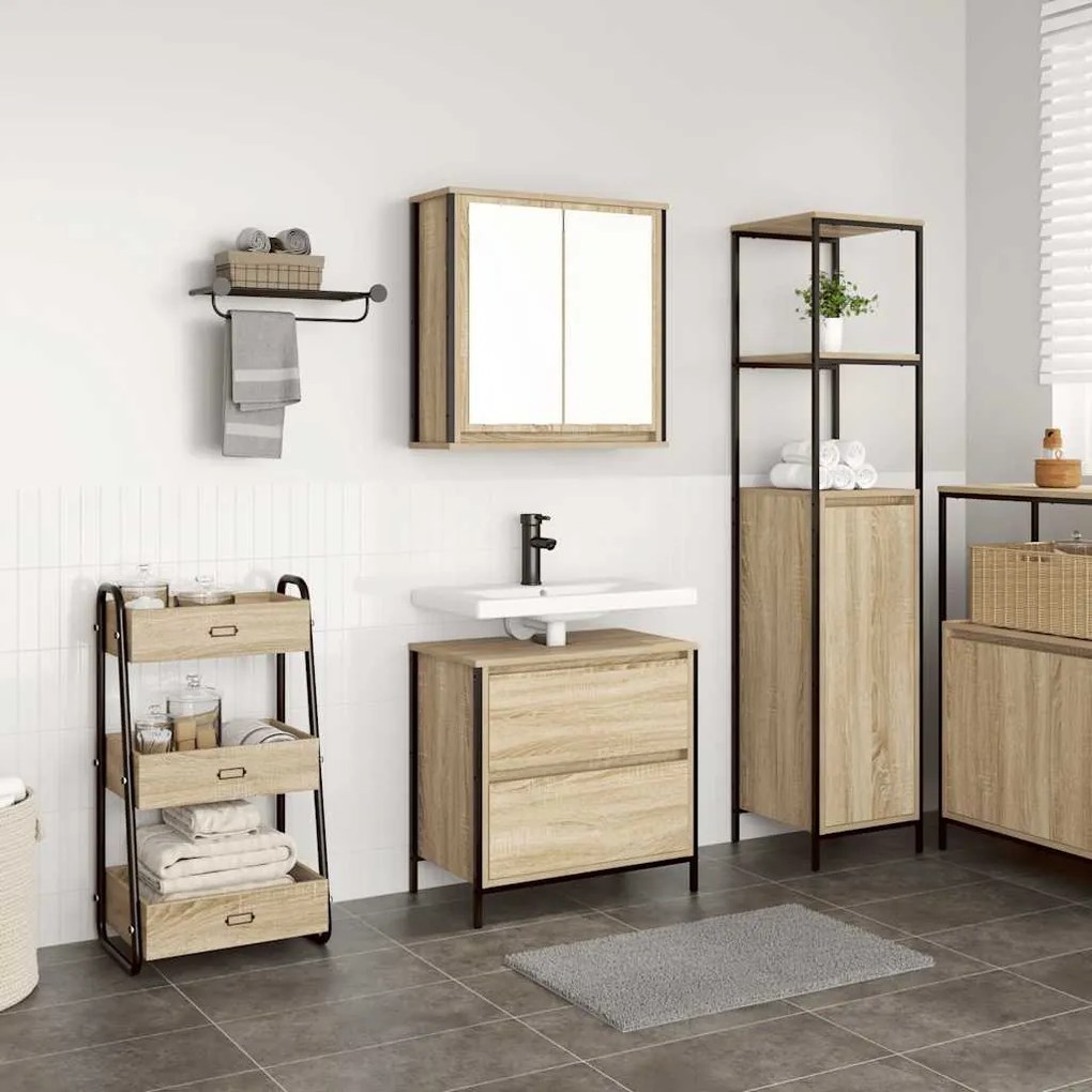Set Mobili Da Bagno 2 Pz Rovere Sonoma İn Legno Multistrato /