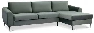 Divano moderno con chaise longue e gambe in metallo, Grigio