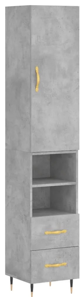 Credenza grigio cemento 34,5x34x180 cm in legno multistrato