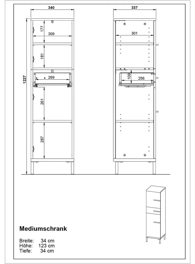 Mobile da bagno grigio e beige in noce 34x123 cm Yonkers - Germania