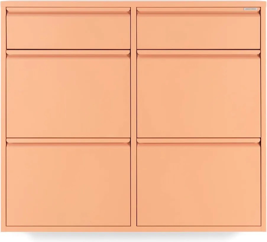Scarpiera color salmone in metallo con ante ribaltabili 98x86x15 cm Billy – Spinder Design