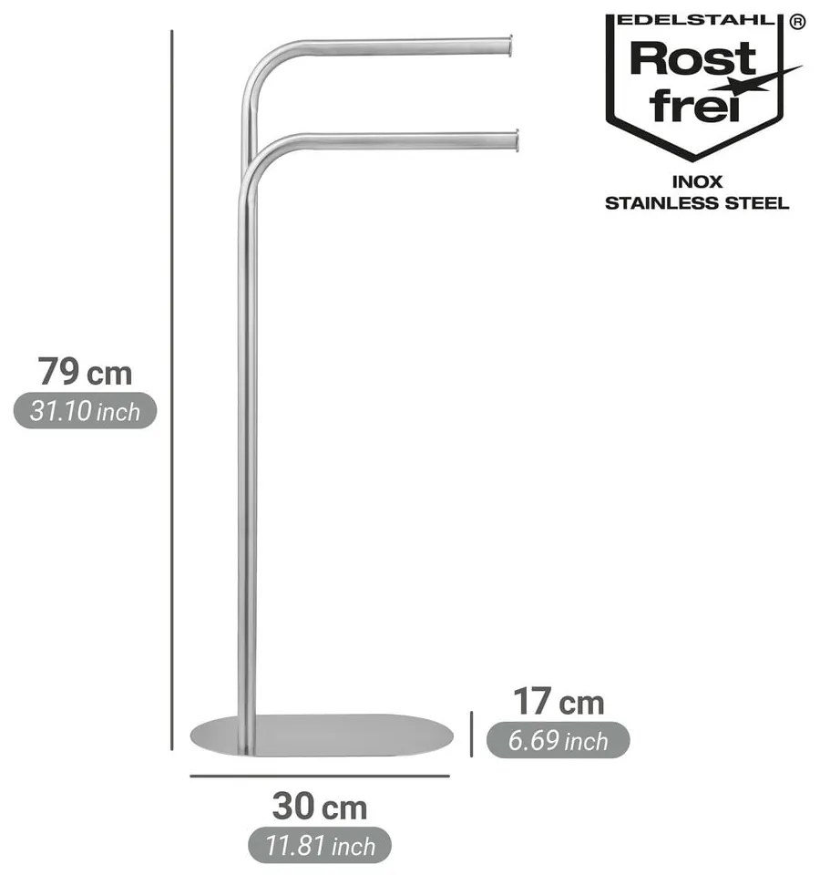 Stand portasciugamani color argento opaco in acciaio inox Levante – Wenko