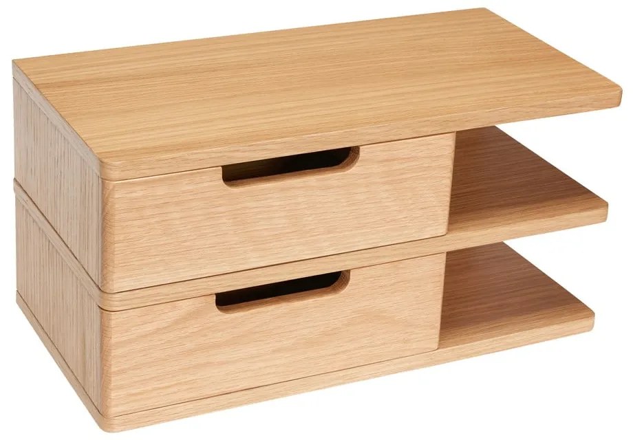 Comodino sospeso con ripiani in legno di quercia in colore naturale Öppen - Hübsch