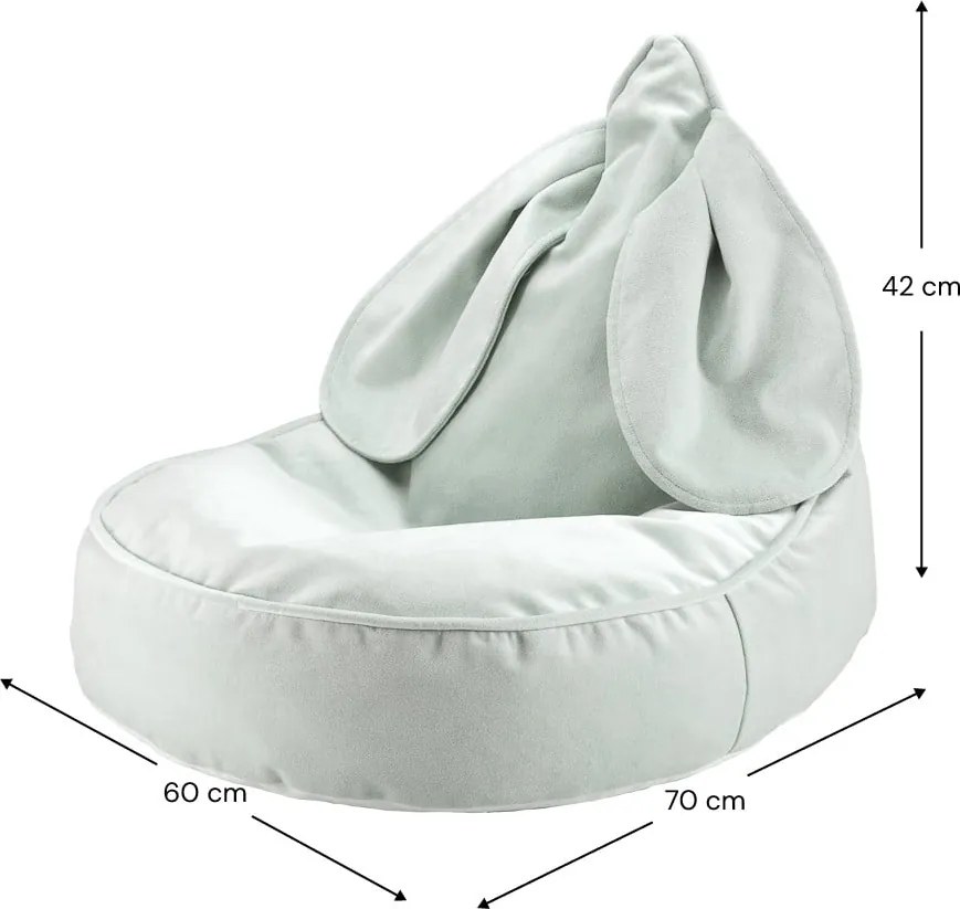 Pouf a sacco per bambini color menta con rivestimento in velluto Bunny – Wigiwama