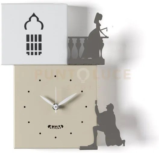 Orologio da parete di design romeo e giulietta crema,bianco marmo,f...