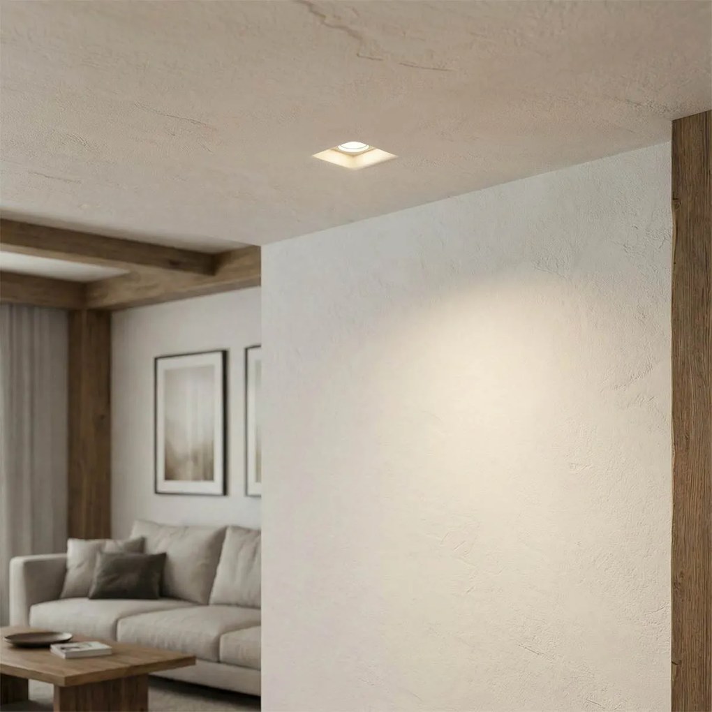 Portafaretto Quadrato Ø100x100 mm GU10 in Gesso Pitturabile SLIM