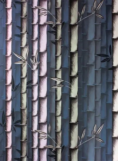 Tapete Bamboo von Osborne & Little - Dark Dove/ Heather