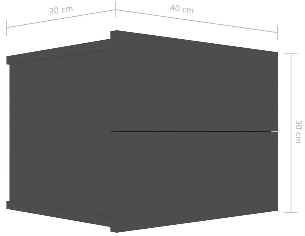 Comodini 2 pz Grigi 40x30x30 cm in Legno Multistrato