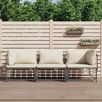 Set Divani da Giardino 3 pz con Cuscini Antracite in Polyrattan 3186694