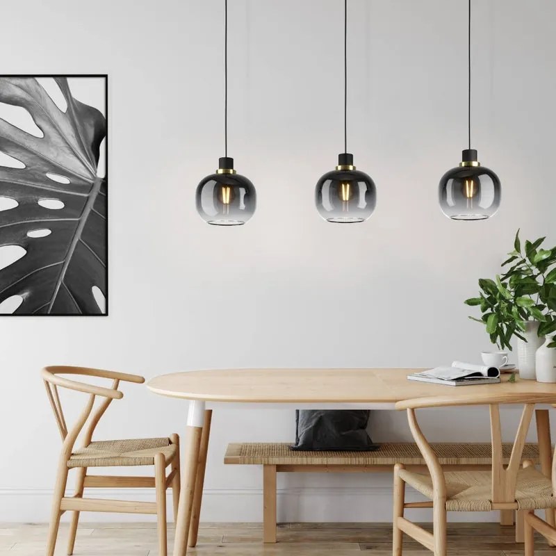 Lampadario Glamour Oilella grigio paralume nero 3x E27 Ø0cm EGLO