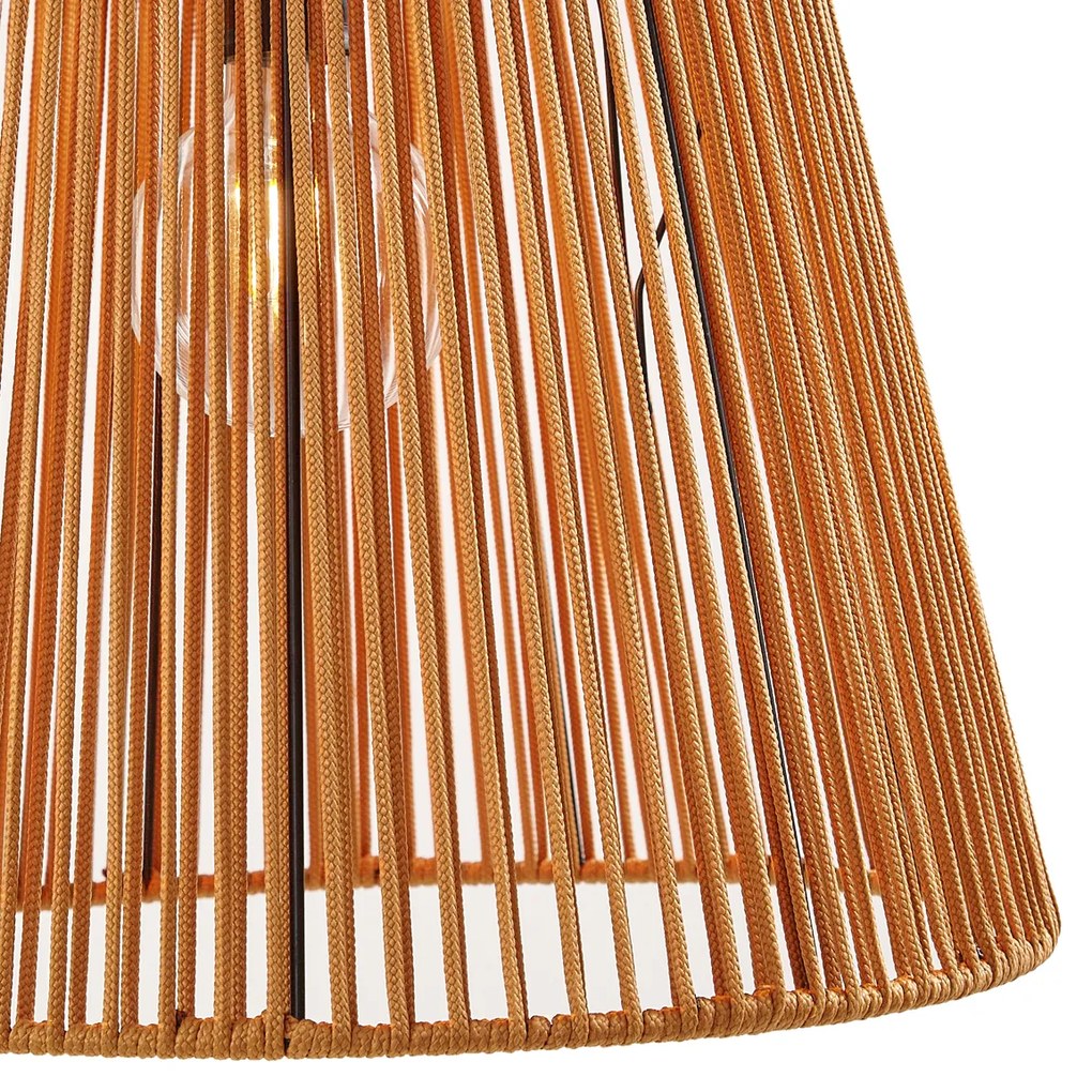 Lampada a sospensione da esterno nera con paralumi in corda arancione 3 luci IP44 - Cava Jayla