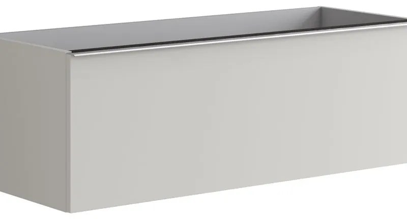 Mobile da bagno sotto lavabo Pixel plain frontale grigio pastello e maniglia alluminio brillante laccato opaco L 120 x H 40 x P 45.5 cm 2 cassetti, lavabo non incluso