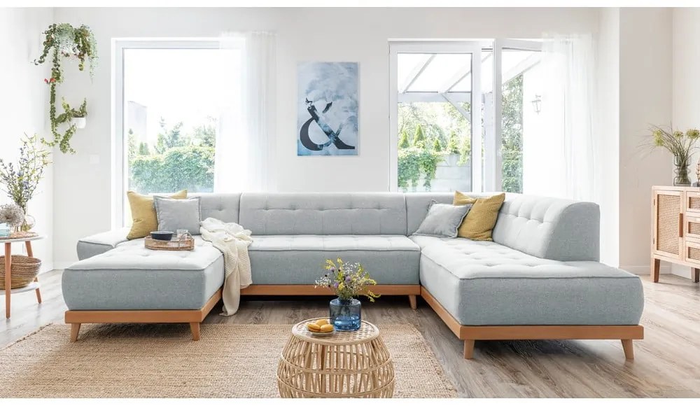 Divano letto a U grigio chiaro, angolo destro Dazzling Daisy - Miuform