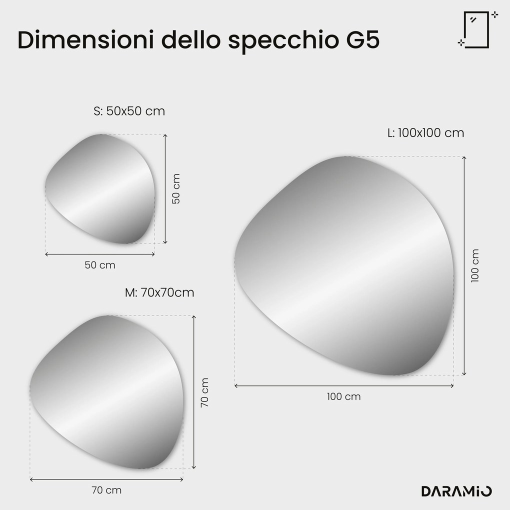 Specchio a forma di ciottolo con luce LED G5