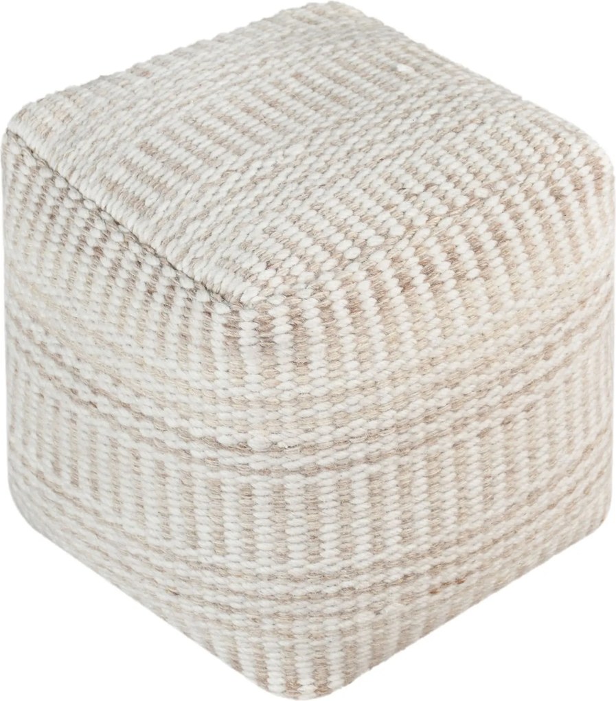 BORIS - pouf in lana avorio con decoro 40 x 40