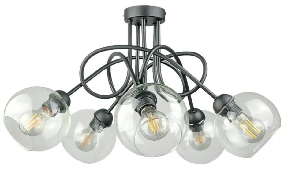 Lampadario a plafone EVIE 5xE27/60W/230V antracite/limpido