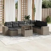 Set Divano da Giardino 9pz con Cuscini Grigio Chiaro Polyrattan 3269362