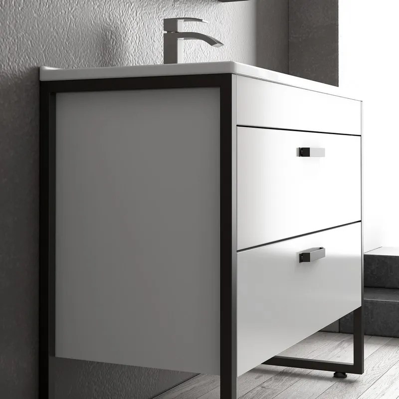 Mobile bagno 100cm con struttura metallica nera IKOS-100 - KAMALU