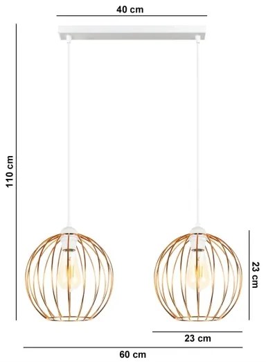 Lampadario a sospensione con filo MATT 2xE27/60W/230V bianco/rame