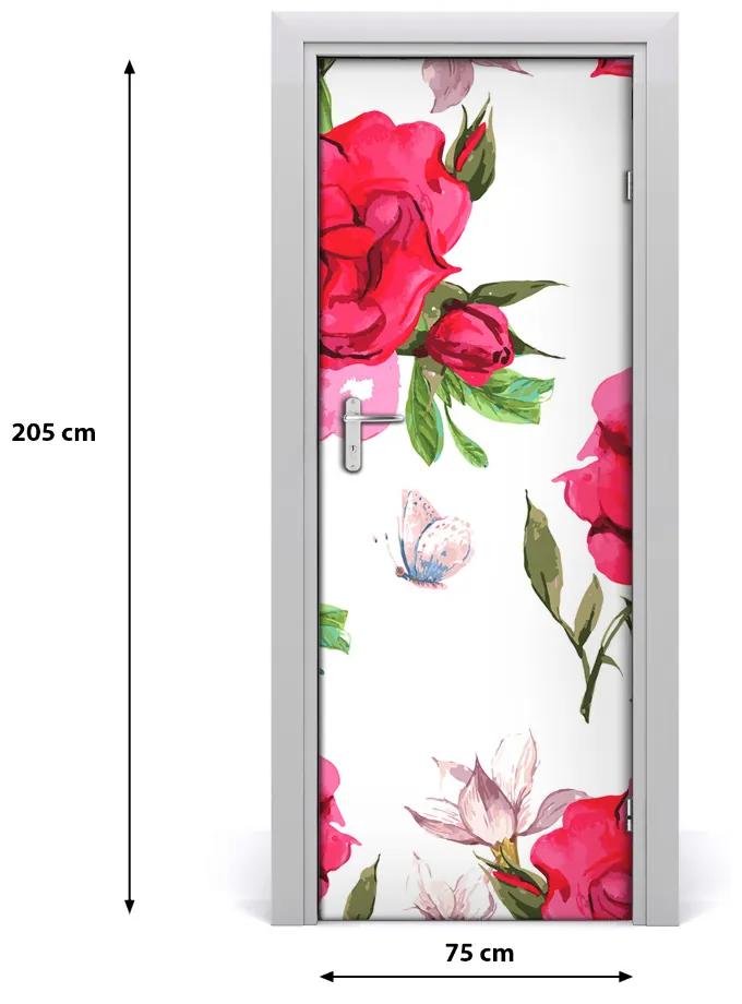Adesivo per porta Rose rosse 75x205 cm