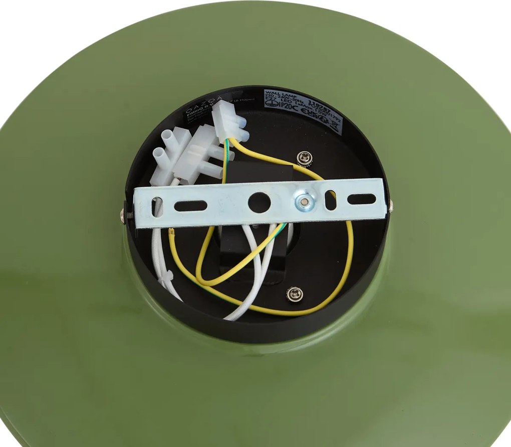Plafoniera retrò verde con vetro opale - Lila