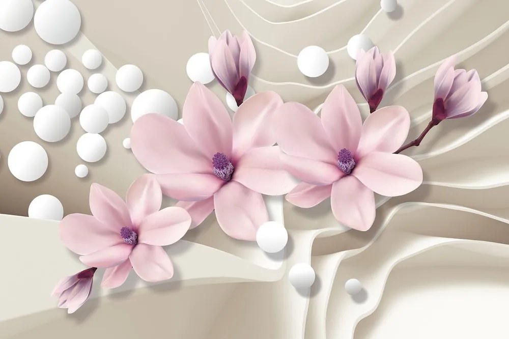 Carta da parati – Magnolia su sfondo astratto