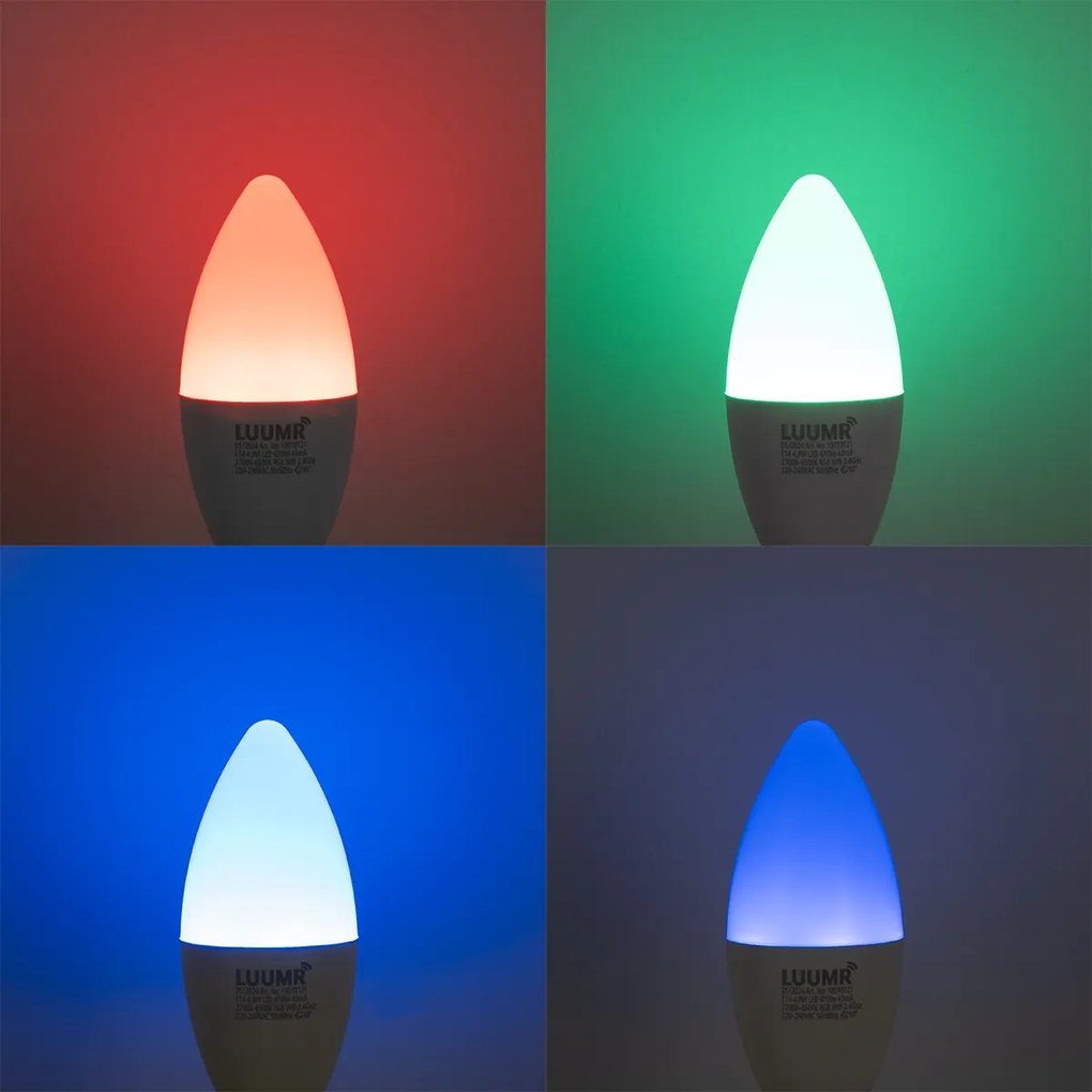 Set di 5 lampadine LED Smart E14 C37 opale RGBW 4.9W 470 lm 2700-6500K