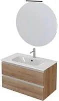 Mobile Bagno Sospeso 80 cm Lavabo e Specchio Bonussi Fenice Rovere Farnia