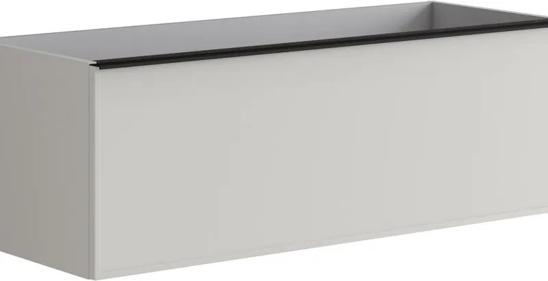 Mobile da bagno sospeso sotto lavabo Pixel frame 2 cassetti L 120 x H 40 x P 45.5 cm grigio pastello e maniglia alluminio nero opaco
