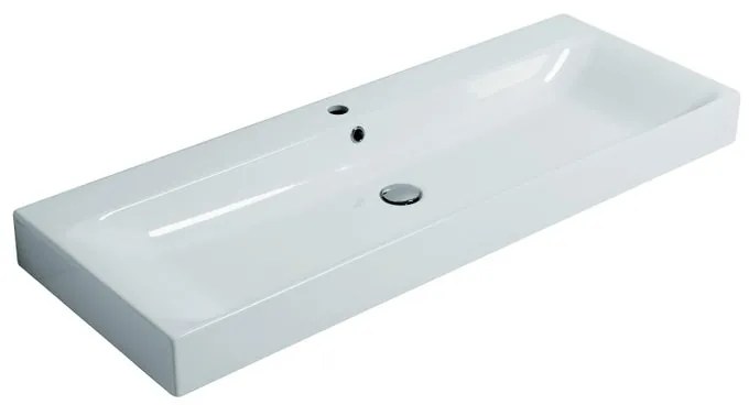 Lavabo sospeso rettangolare Cento 120cm H 10 x P 45 cm in ceramica bianco