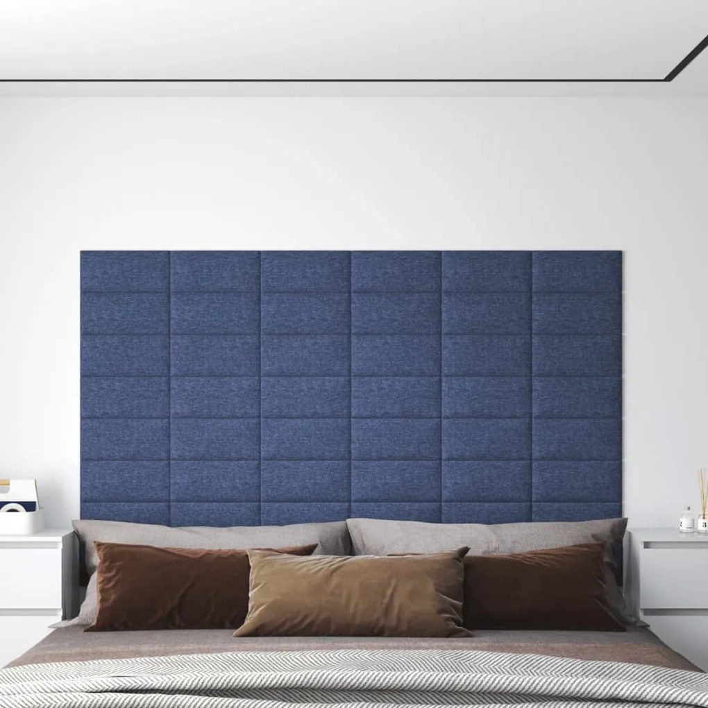 Pannelli Murali 12 Pz Blu 30x15 Cm Tessuto 0,54 M² /
