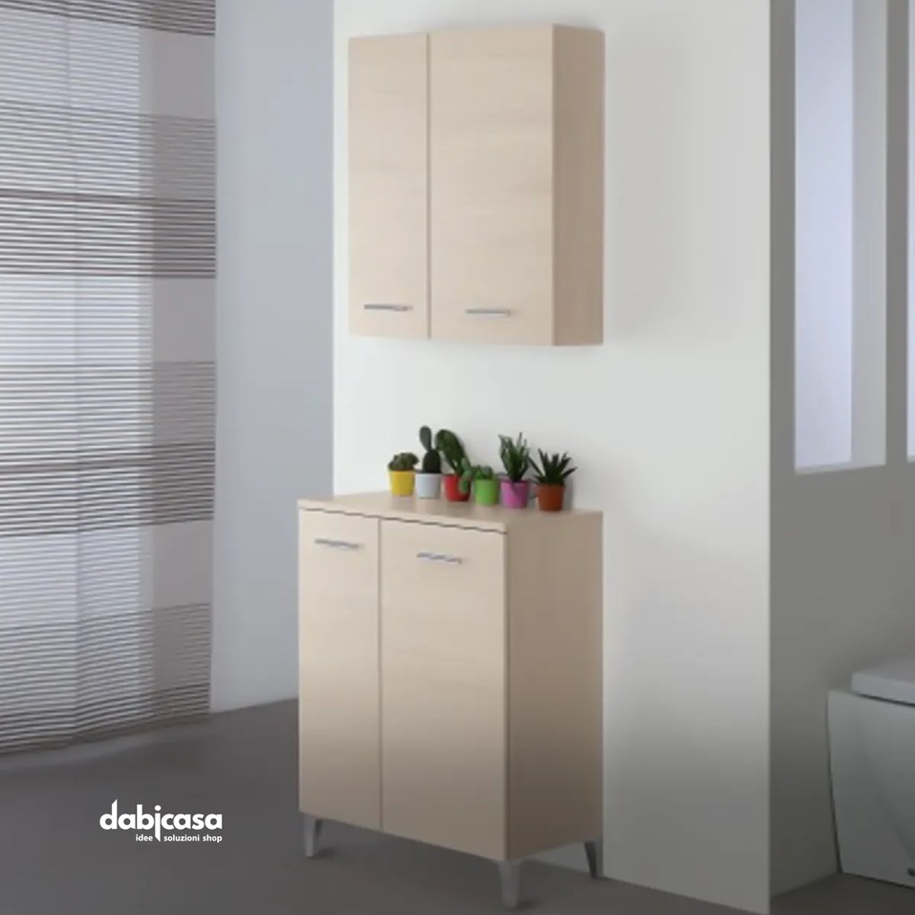 Mobile Bagno Da Terra "Stella" Da 60 Cm Composto Da Due Ante Finitura Larice