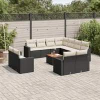 Set Divani da Giardino 13pz con Cuscini Nero in Polyrattan 3256721