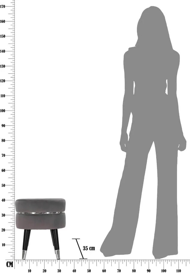 Pouf in velluto grigio Paris - Mauro Ferretti