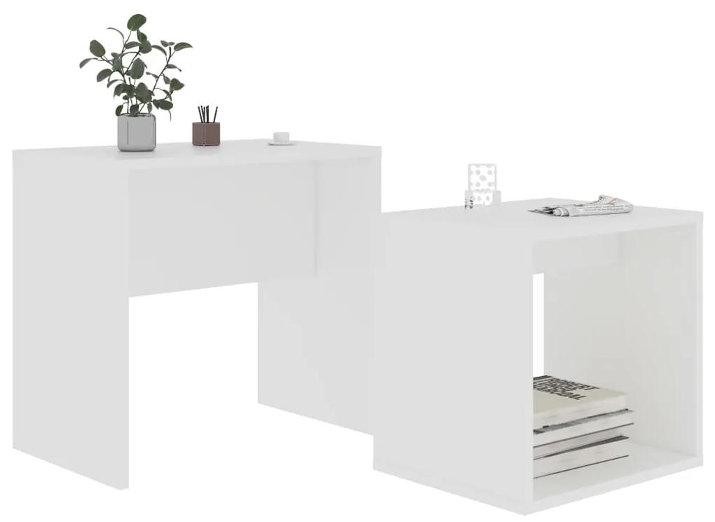 Tavolino da salotto bianco 48x30x45 cm in legno multistrato