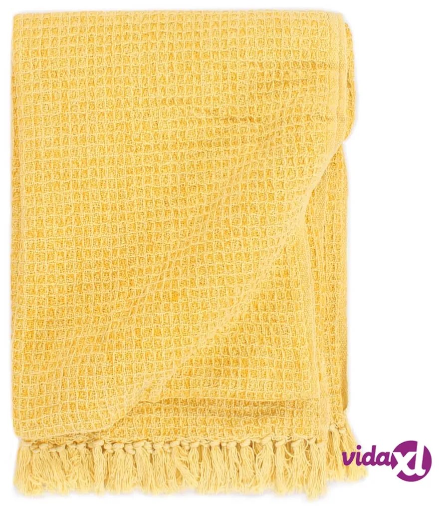 vidaXL Copriletto in Cotone 160x210 cm Giallo Senape