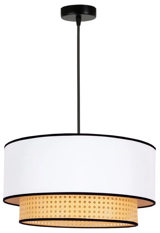 Duolla - Lampadario a sospensione con filo BOHO 1xE27/15W/230V diametro 45 cm bianco/rattan