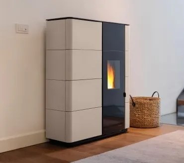 Palazzetti Noah 9 Stufa A Pellet ecofire ad Aria canalizzabile 9kw con Rivestimento in ceramica Beige