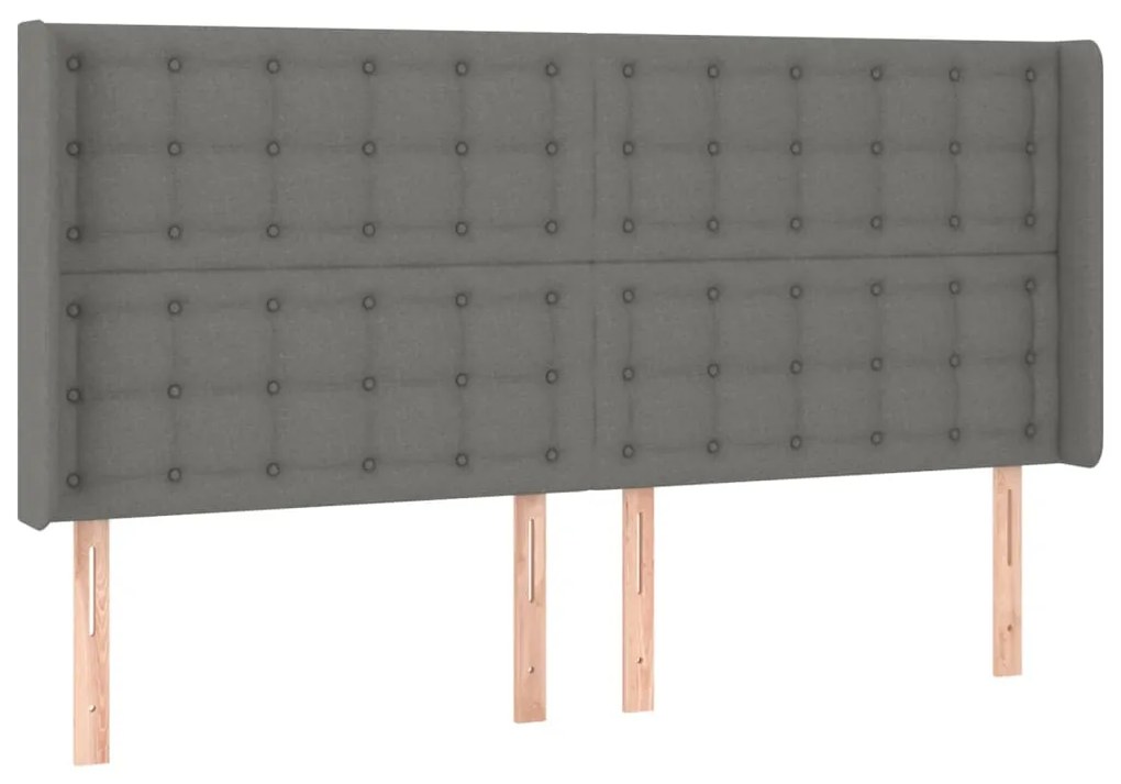 Testiera ad orecchio grigioscuro 163x16x118/128cm intessuto