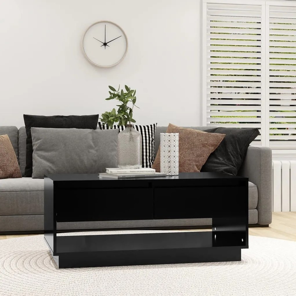 Tavolino Da Salotto Nero 102,5x55x44 Cm İn Truciolato /