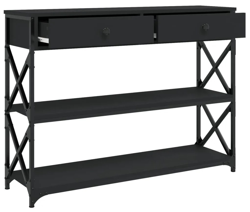 Tavolino consolle nero 100x28x75 cm in legno multistrato