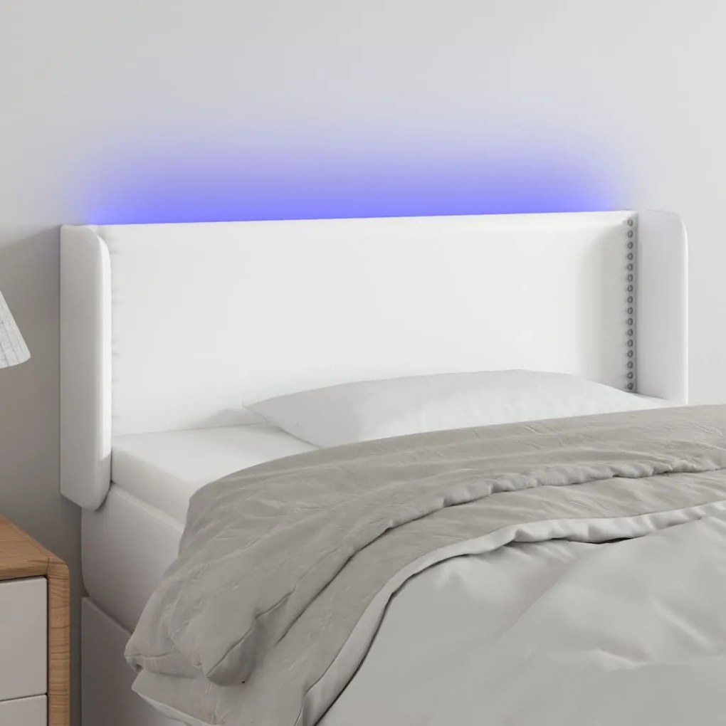 Testiera A Led Bianca 83x16x78/88 Cm İn Similpelle /