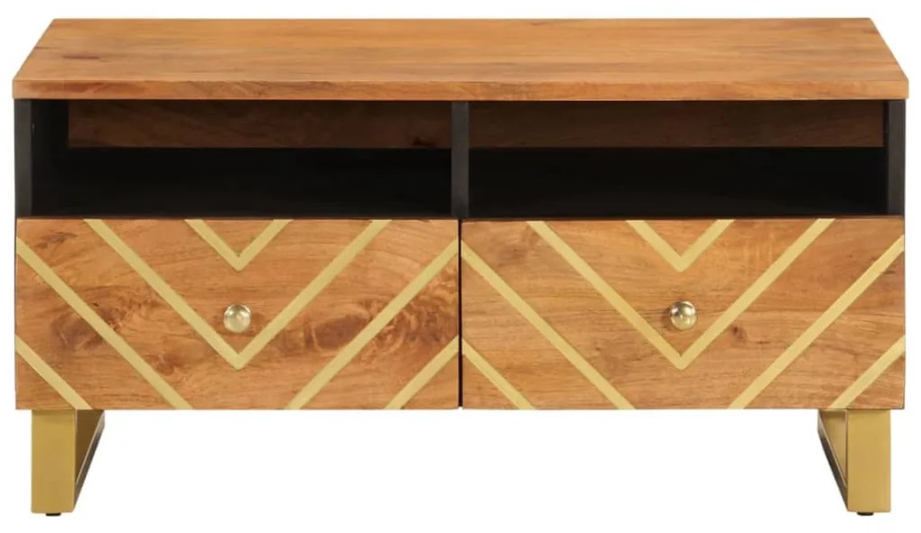 Tavolino da salotto marrone e nero 80x54x40 cm legno di mango