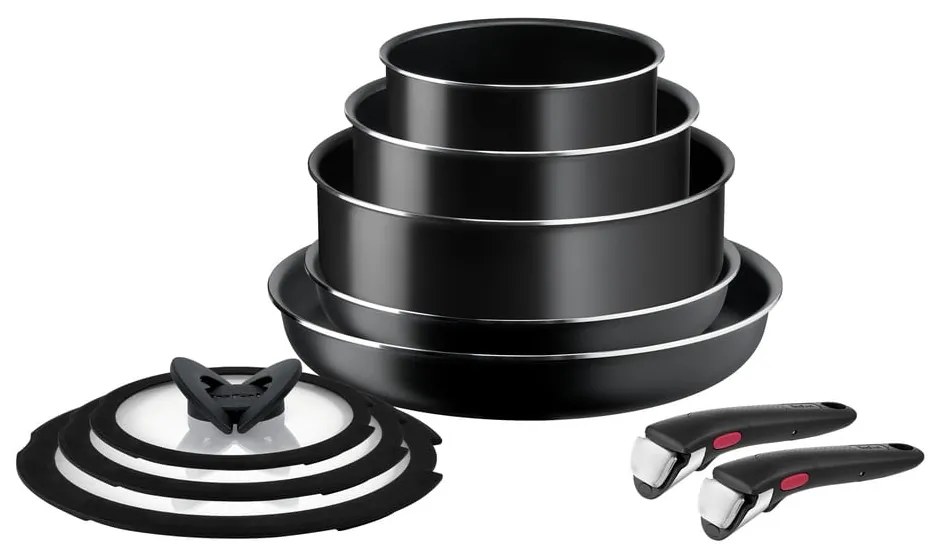 Set di pentole in alluminio 10 pezzi Ingenio Easy Cook & Clean Black - Tefal