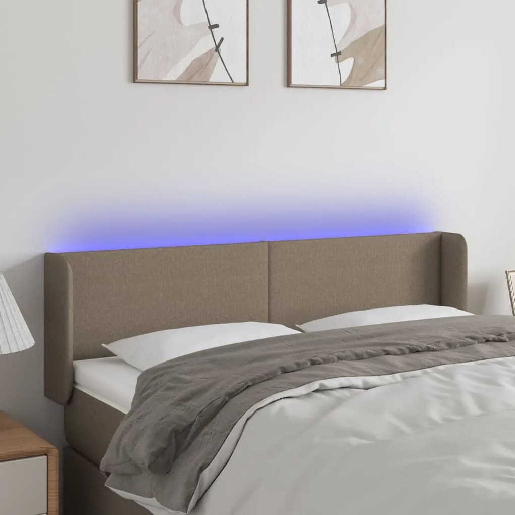 Testiera A Led Tortora 147x16x78/88 Cm İn Tessuto /