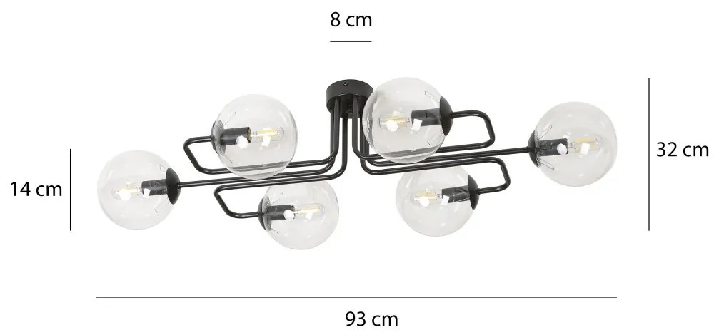 Lampadario da soffitto BRENDI 6 in acciaio e vetro 6xE14 Colore del corpo Trasparente