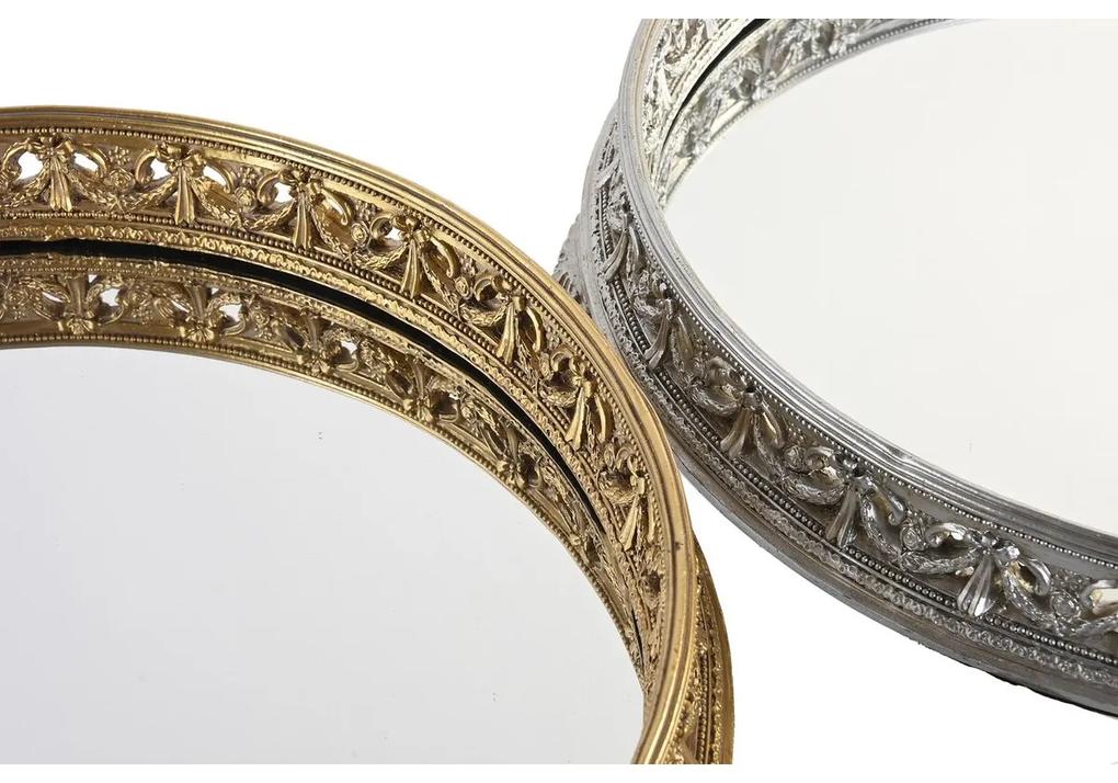 Vassoio per aperitivi DKD Home Decor Specchio Argentato Dorato Resina Neoclassico (38,5 x 38,5 x 8 cm) (2 Unità)