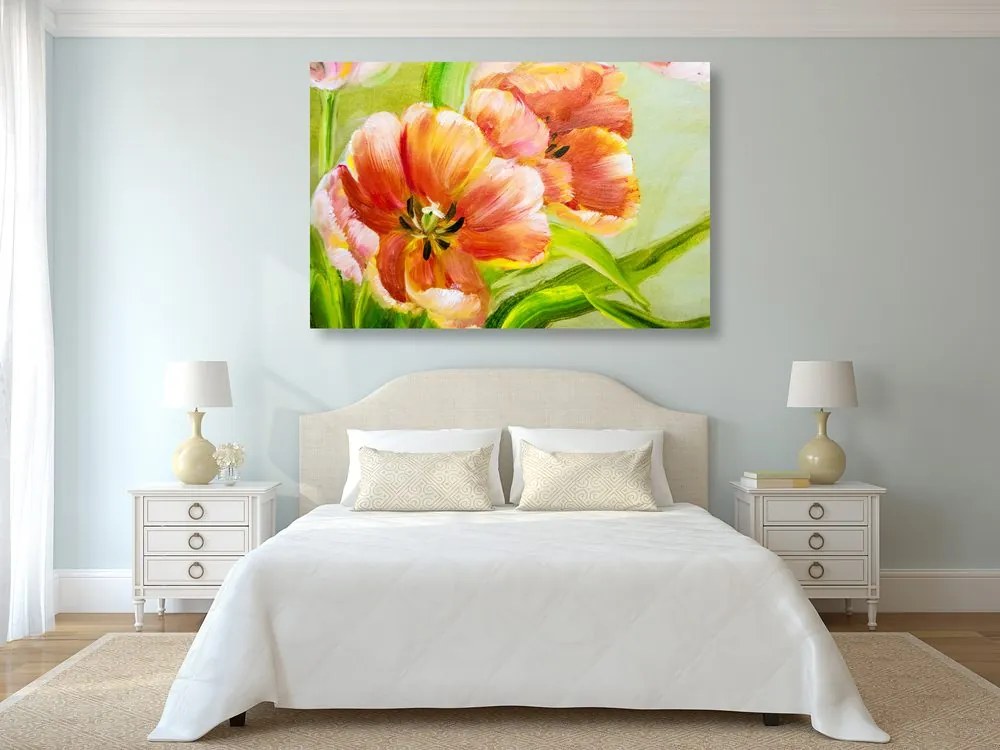 Quadro su tela – Tulipani rossi in stile vintage