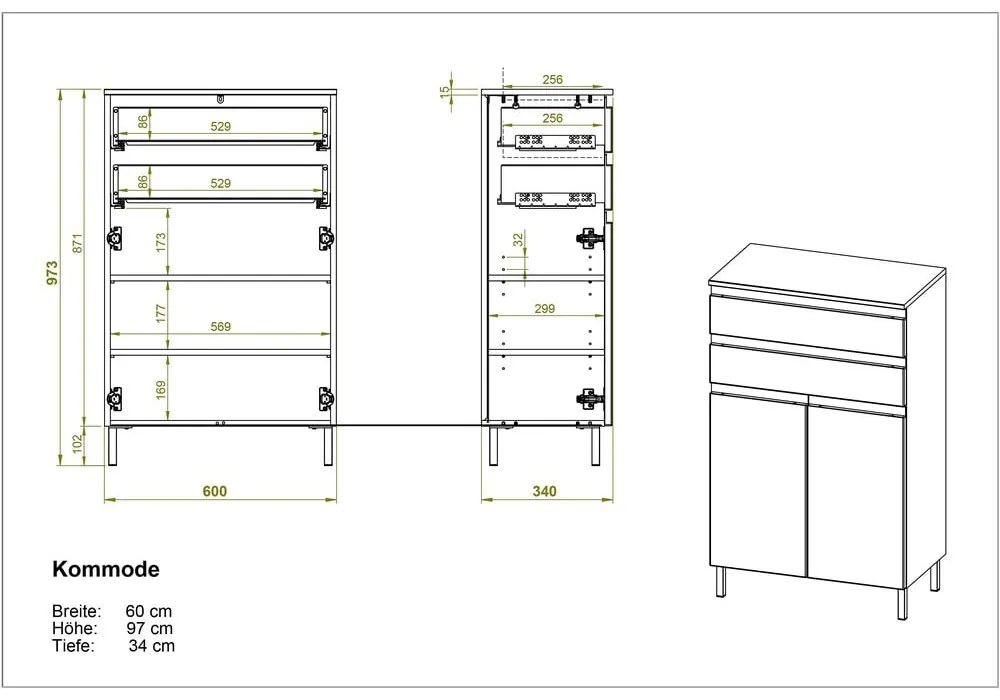Mobile bagno basso bianco in rovere 60x97 cm Torrance - Germania