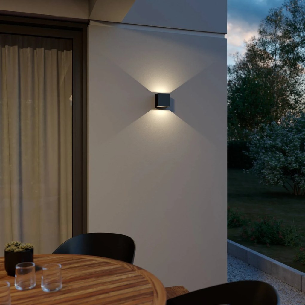 Lindby Applique da esterni LED Glyn, nero, metallo, 12 cm, IP44